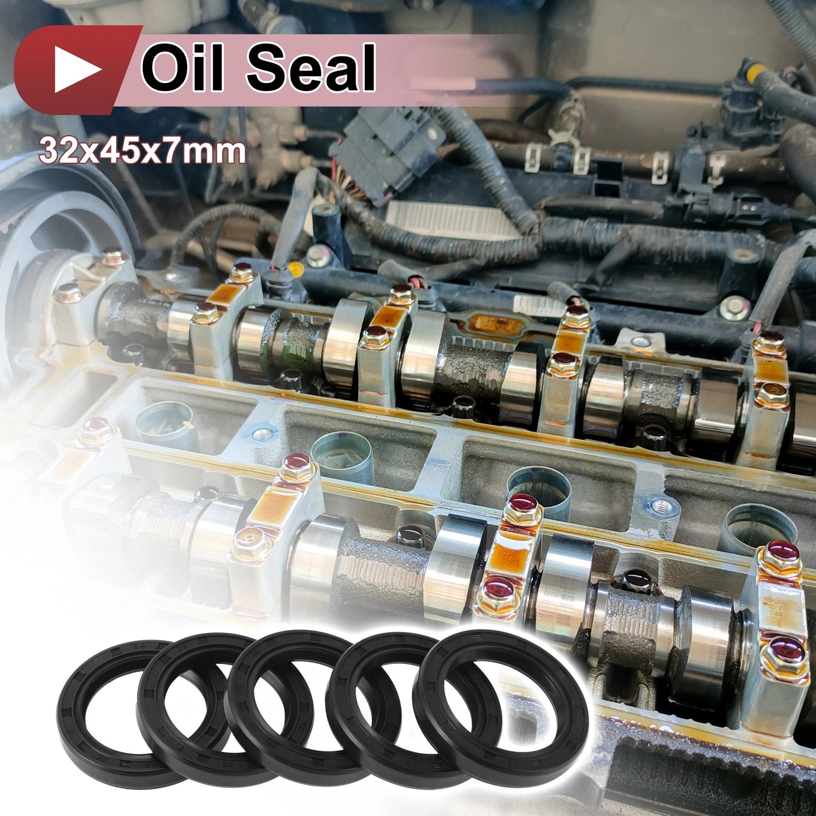 Set of 5 Rotary Shaft Oil Seals for Various Models (32x45x7mm, Nitrile)