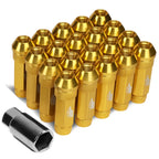 20 Pcs J2 7075 Forged Aluminum M12 x 1.5 Open-End Lug Nut Set w/Key Gold