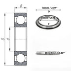 Deep Groove Ball Bearing 6812NR for Scooter Skateboard Wheel (60x78x10mm)