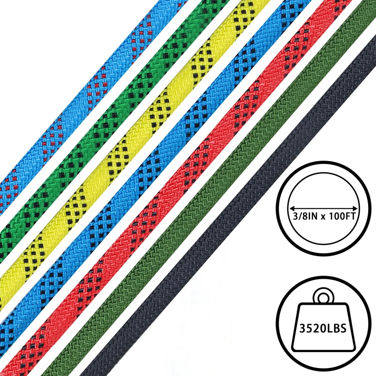 3/8" Braided Polyester Pulling Rope - 100' Length