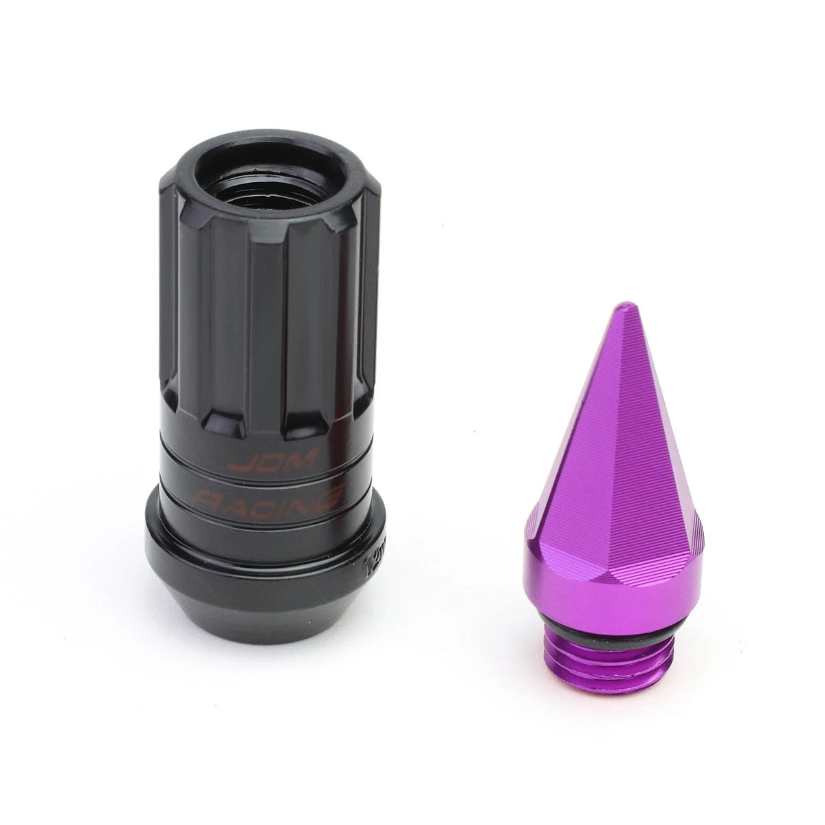 Spiked Cap Steel Purple 16" Rim Lug Nuts + 4 Lock Nuts + Adapter M12x1.5