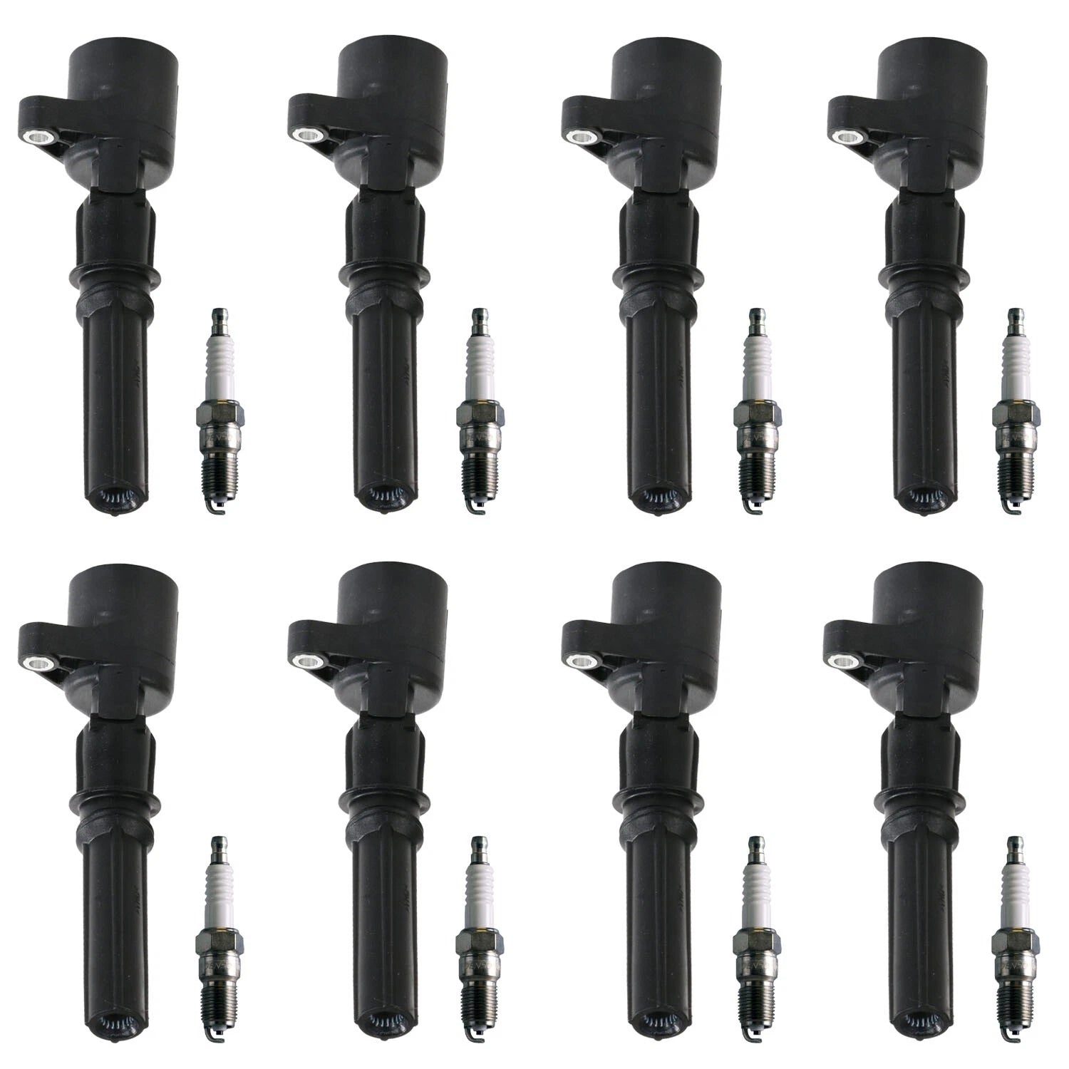 Set of 8 Ignition Coils & U-Groove Spark Plugs for Ford E-150 Expedition (1997–2003)