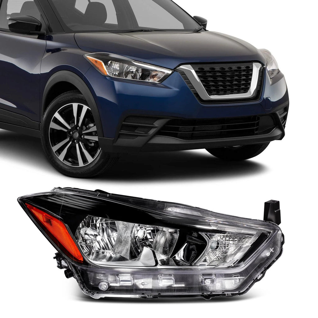 Right Passenger Side Headlight for Nissan Kicks 1.6L (2017–2020) - Black Amber