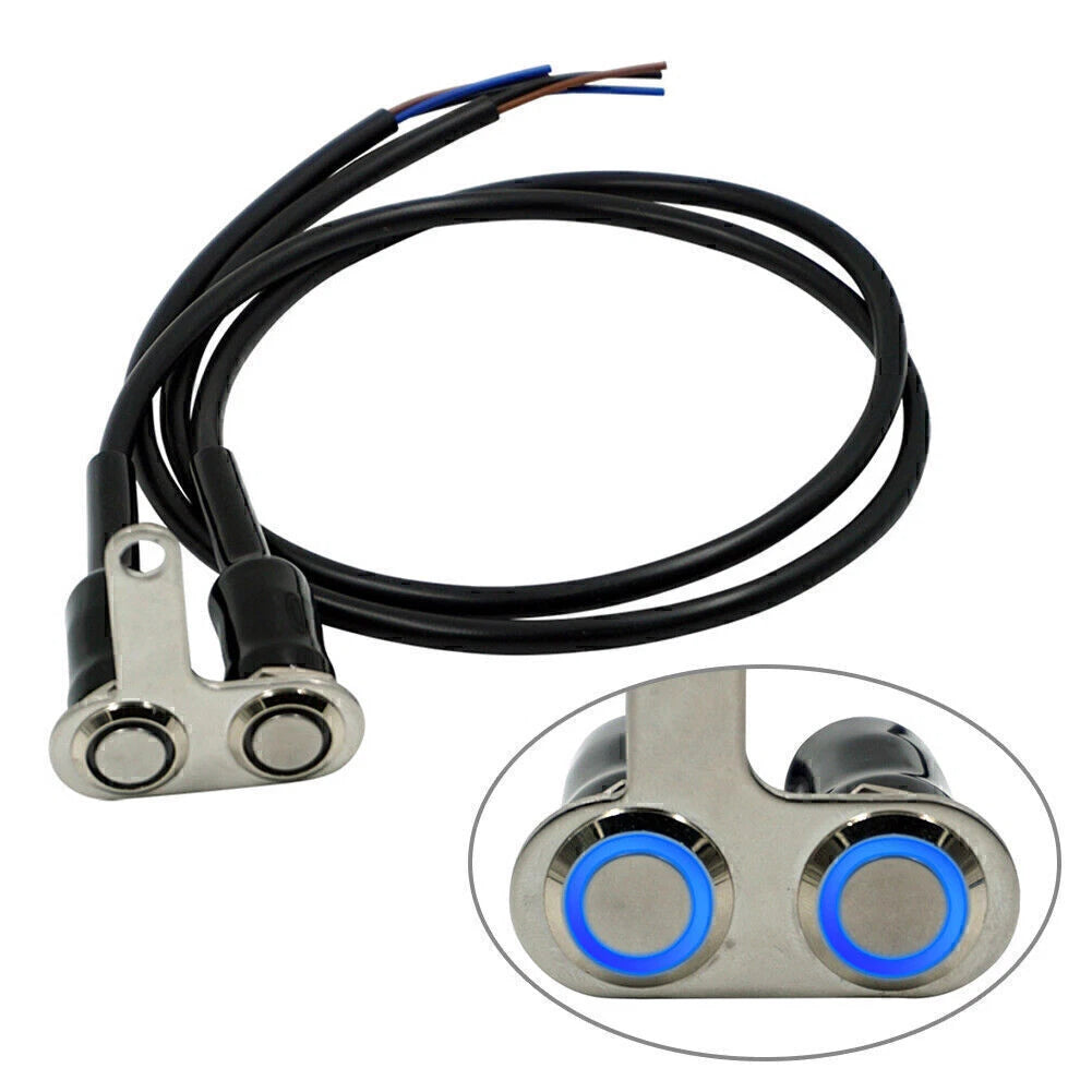12V Blue LED Moto Switch for Handlebar Adjustable Mount Waterproof