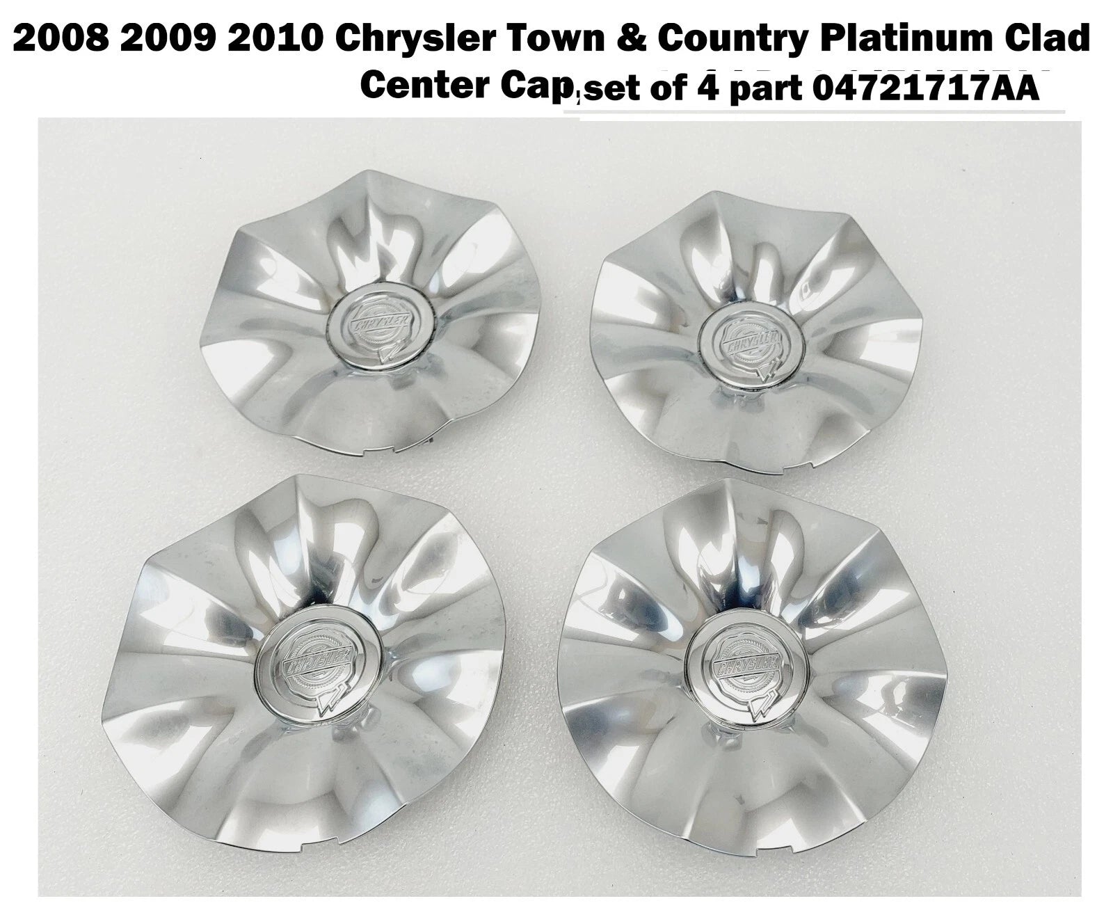 Set of 4 Platinum Clad Center Caps for Chrysler Town & Country (2008–2010) 04721717AA
