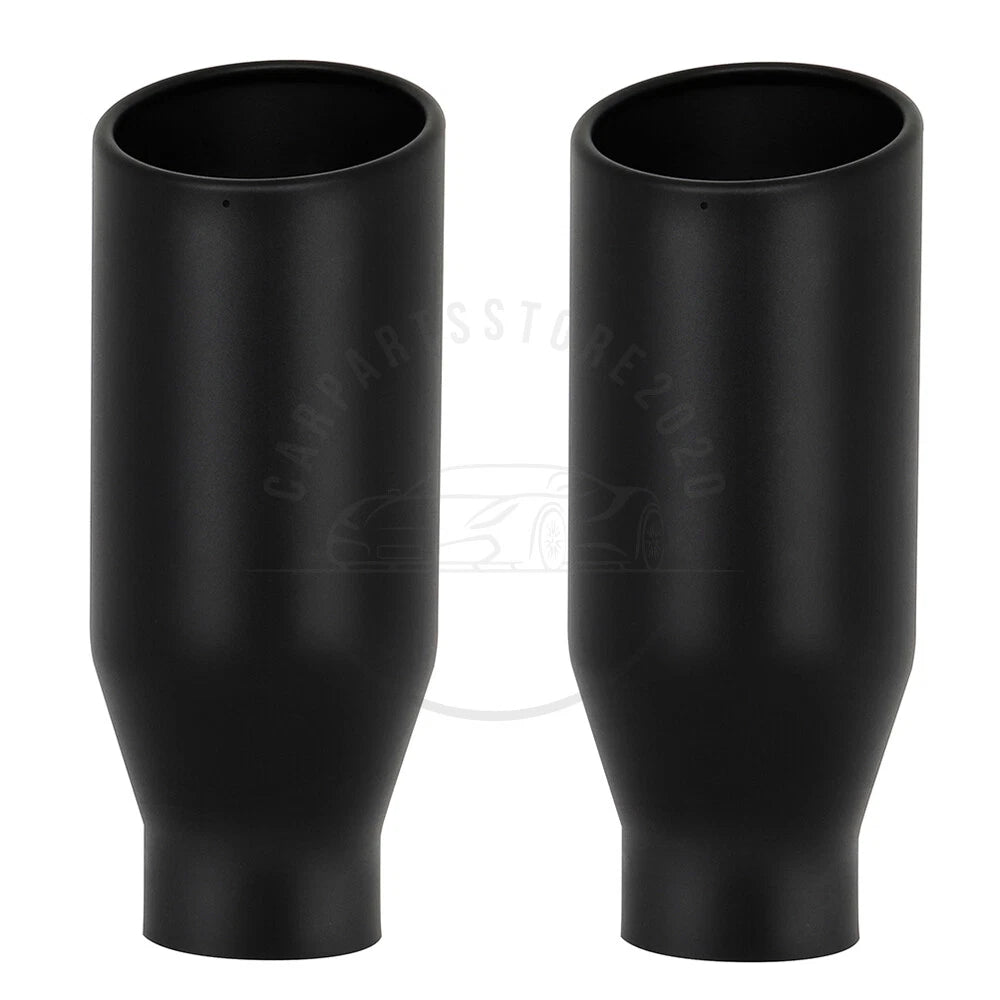2X 4" Inlet 6" Outlet 15" Long Black Stainless Steel Exhaust Tip