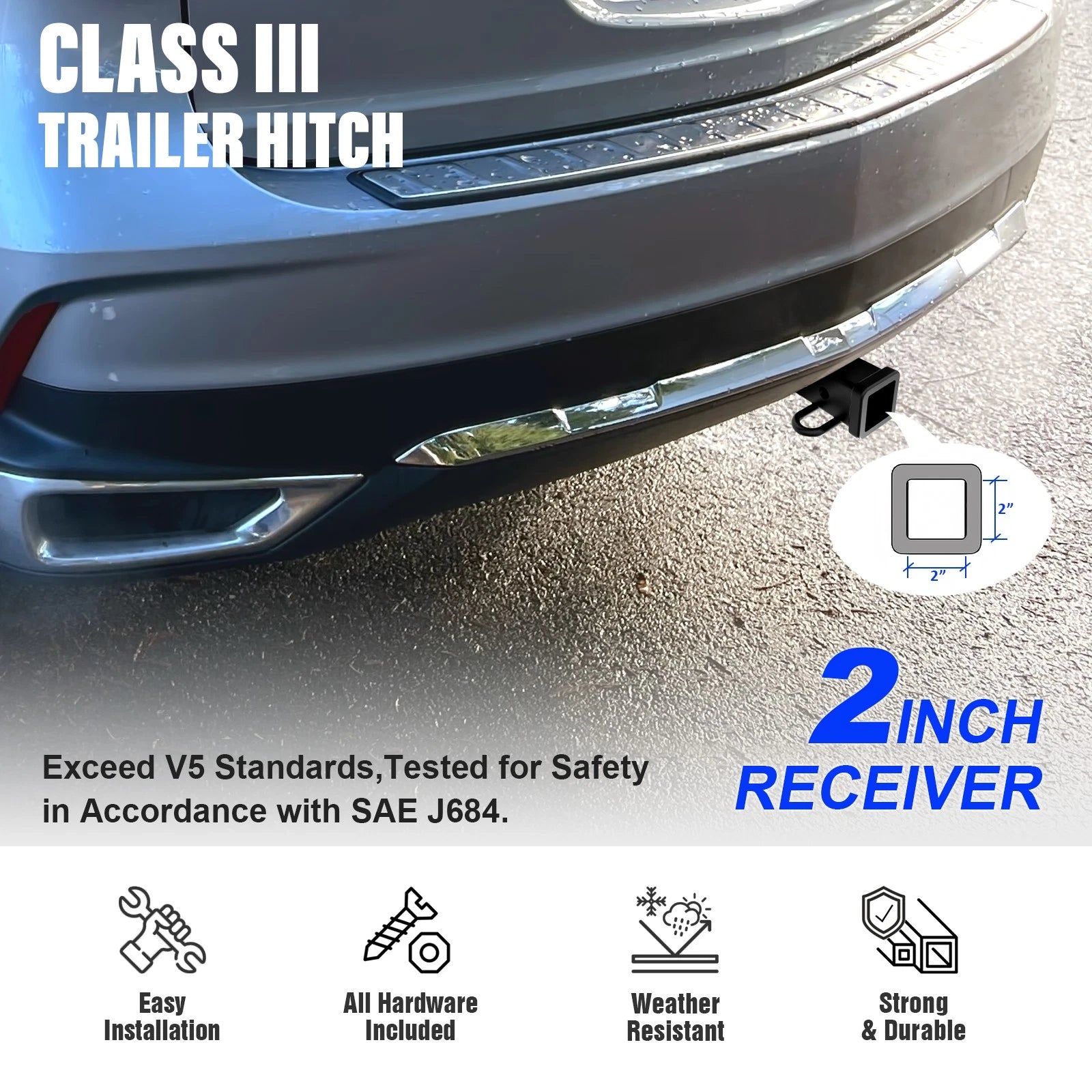 2 Inch Trailer Towing Hitch for Honda Pilot (2016-2022)