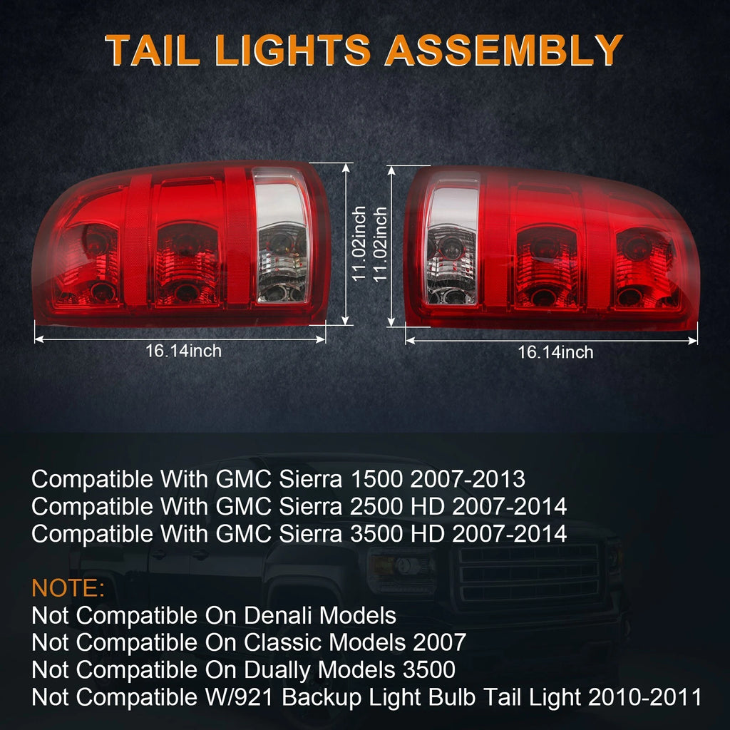 Tail Lights for GMC Sierra 1500 2500 3500 HD (2007-2013)