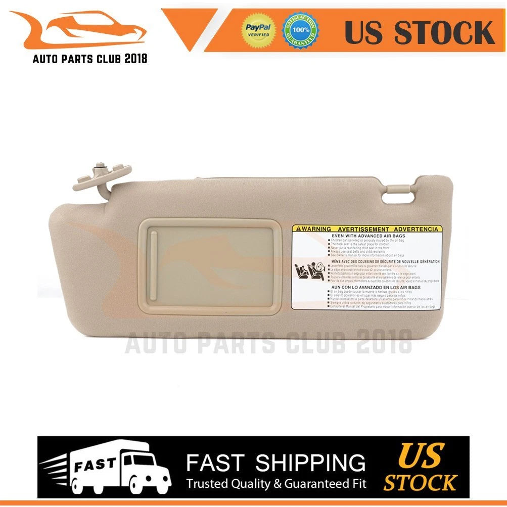 Left Driver Side Sun Visor for Toyota Tacoma (2005–2009) Tan Beige W/Mirror