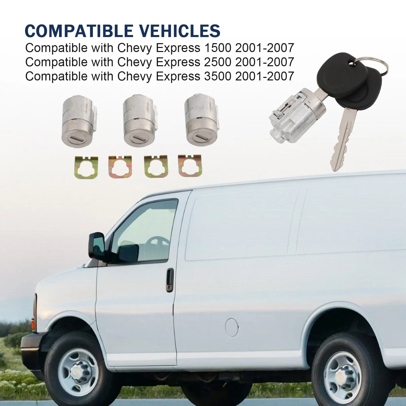 Door Lock Cylinders with Keys for Chevy GMC Express Savana (2001-2007)