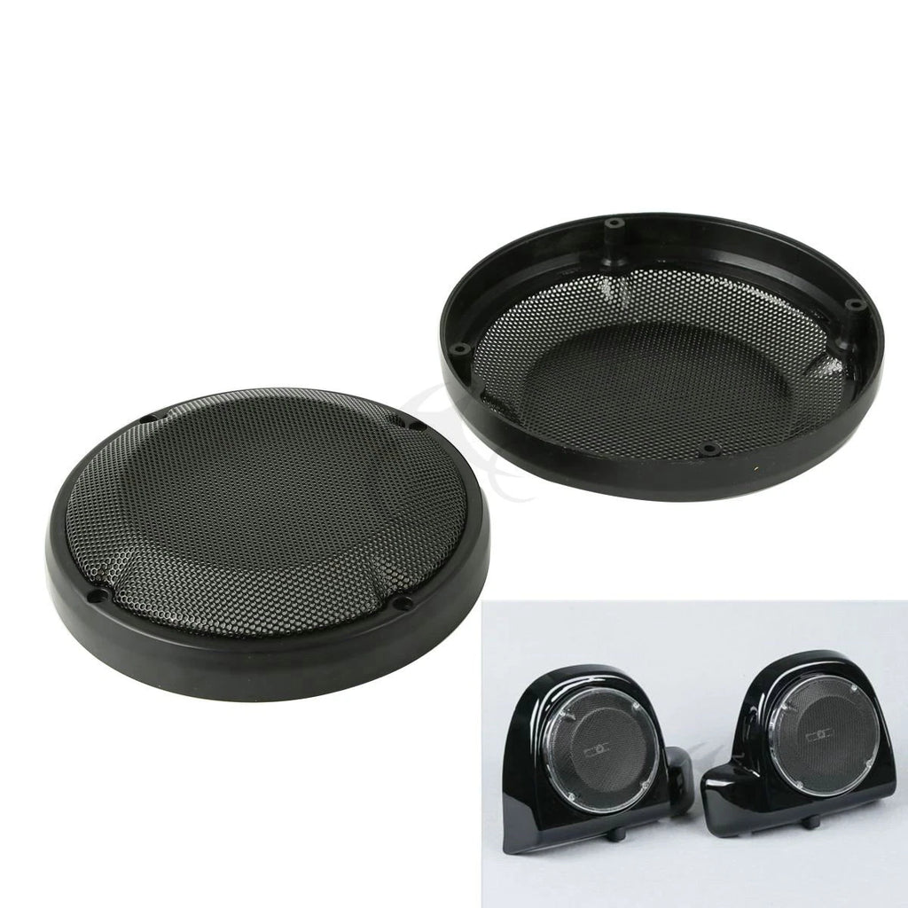 Black Lower Vented Fairings 6.5" Speaker Grills for Harley Touring (1983–2024)