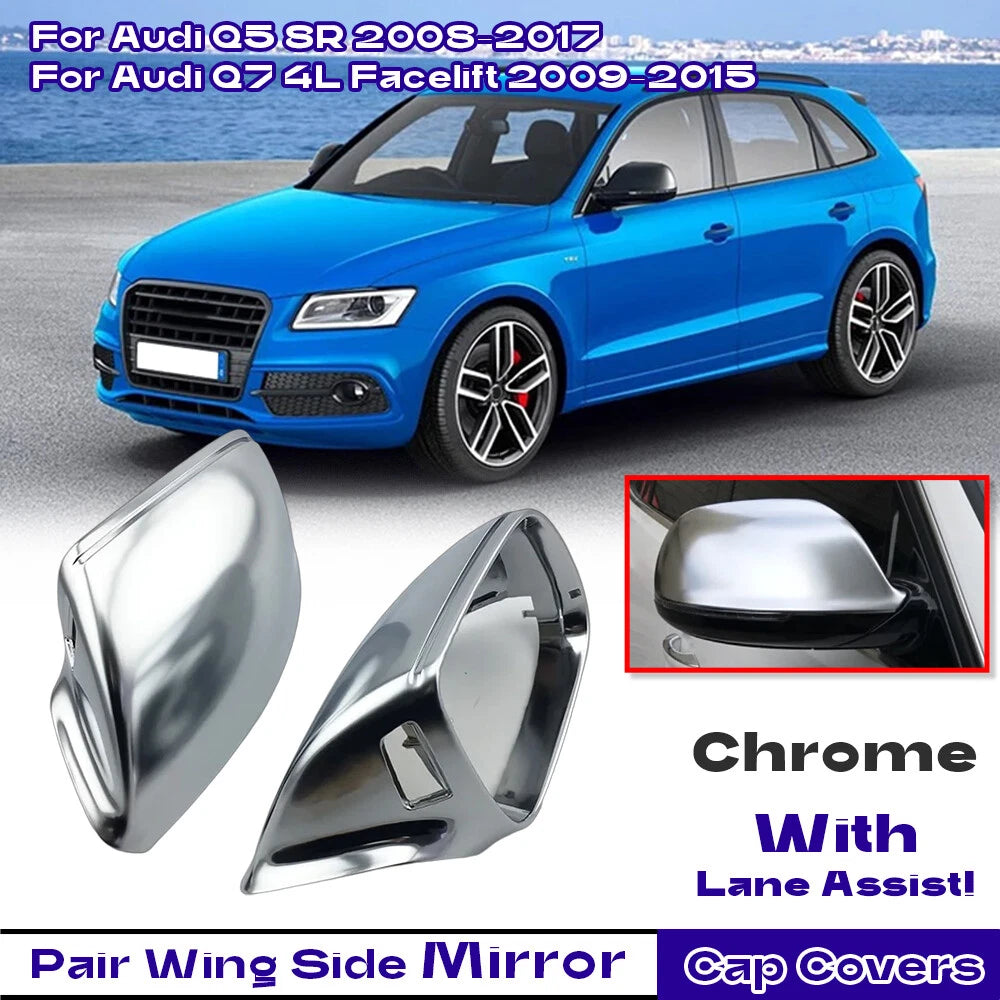 Set of 2 Chrome Side Mirror Cap Covers for Audi Q5 8R (2009–2017)