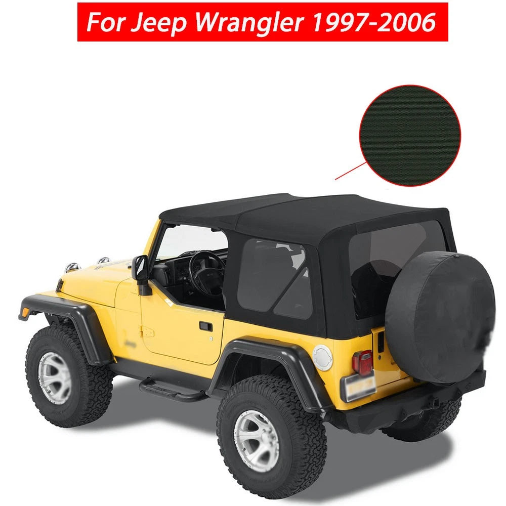Soft Top Replacement for Jeep Wrangler (1997–2006) Tinted Windows Brown Denim