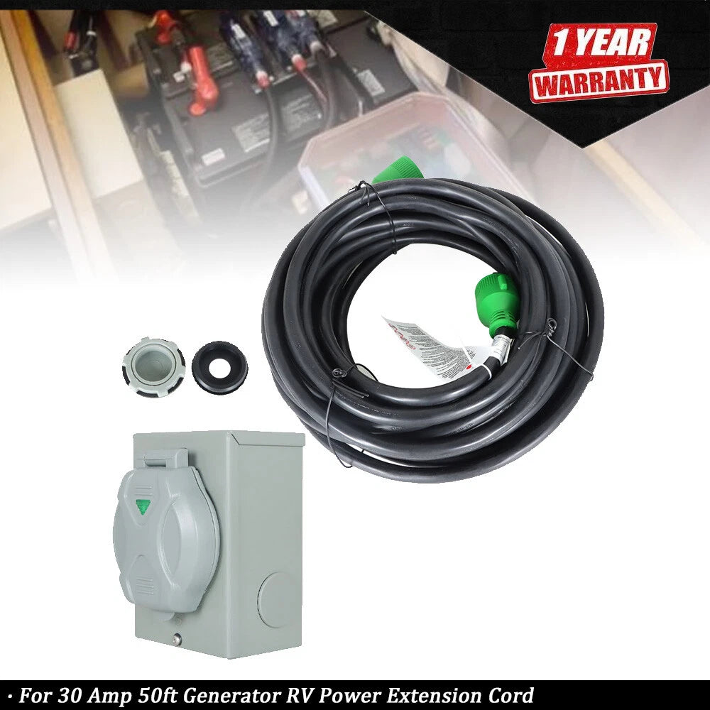 30 Amp RV Power Extension Cord for Generator (50ft)
