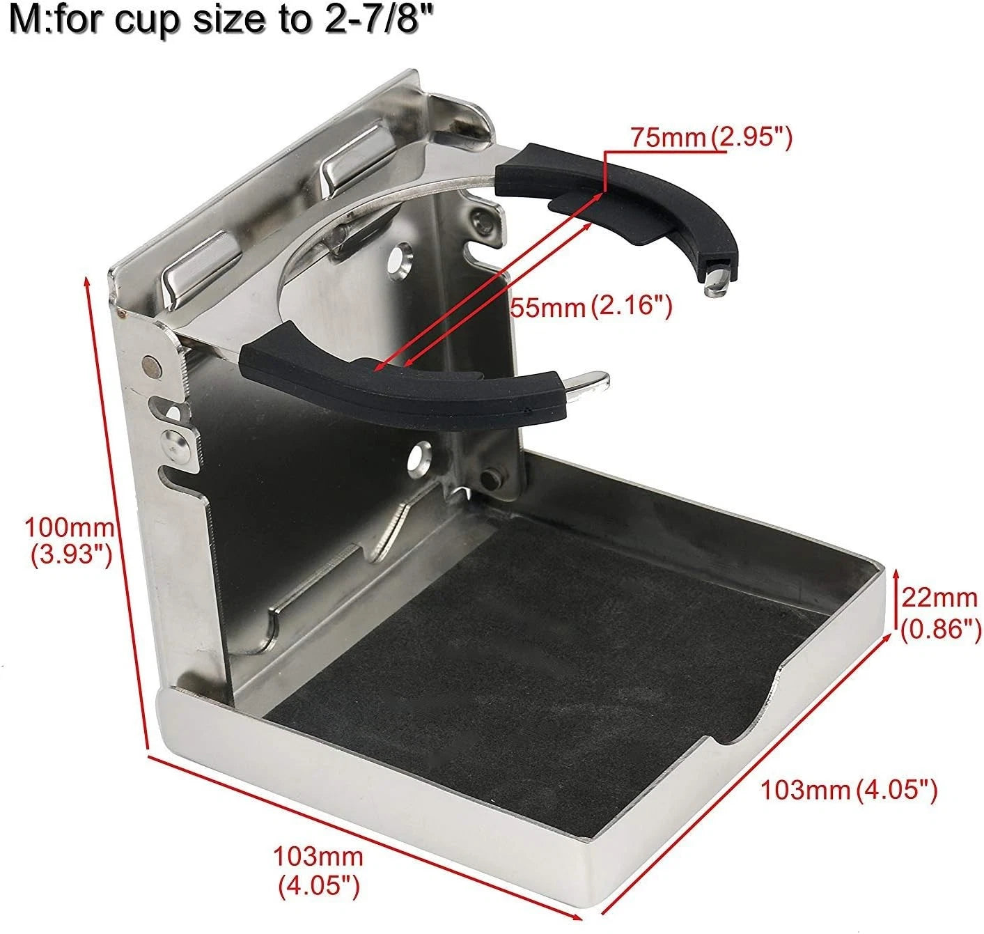 2Pcs Stainless Steel Adjustable Folding Cup Holders for Marine/Boat/RV