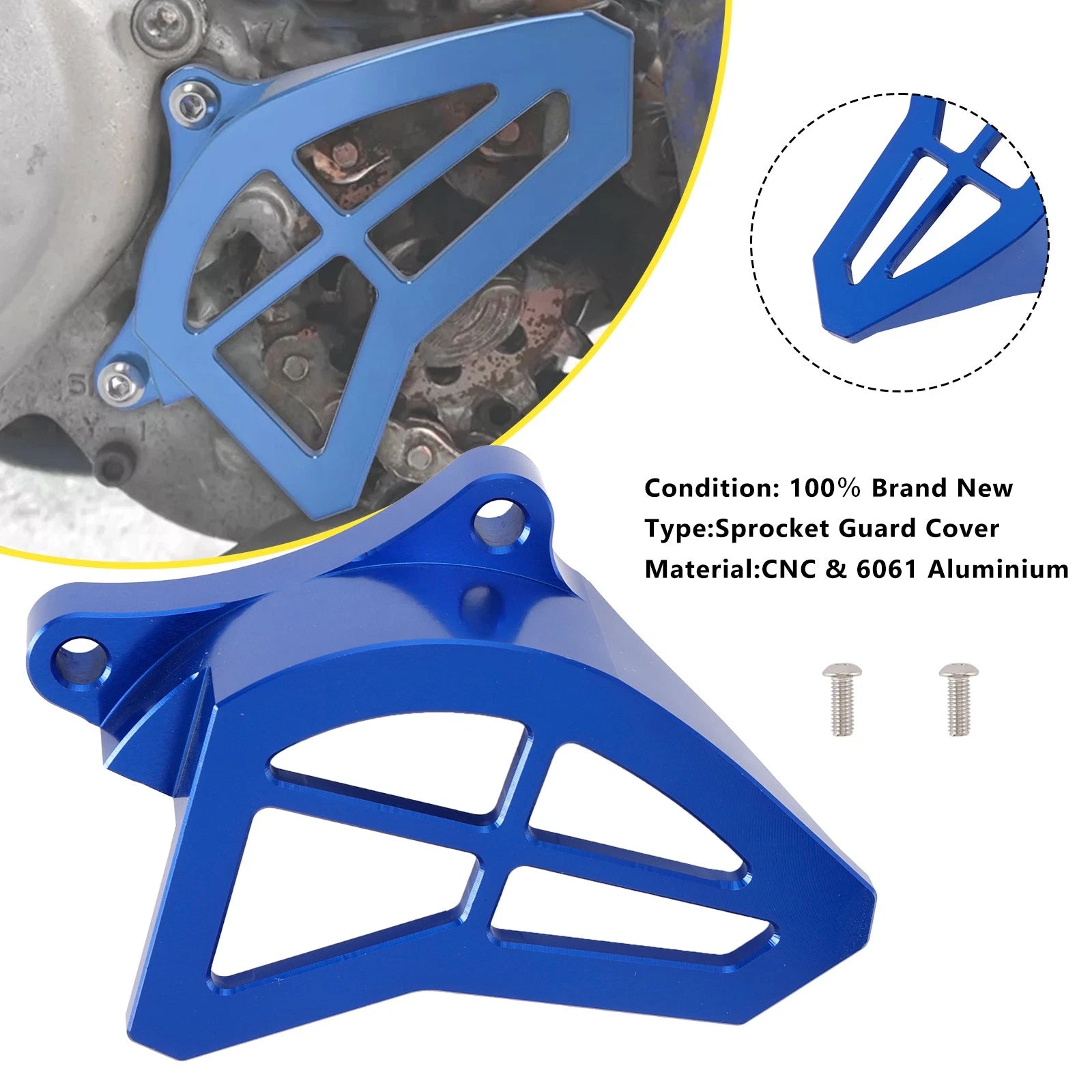 Sprocket Guard Cover for Yamaha YZ125 (1993–2004) - Aluminum, Blue