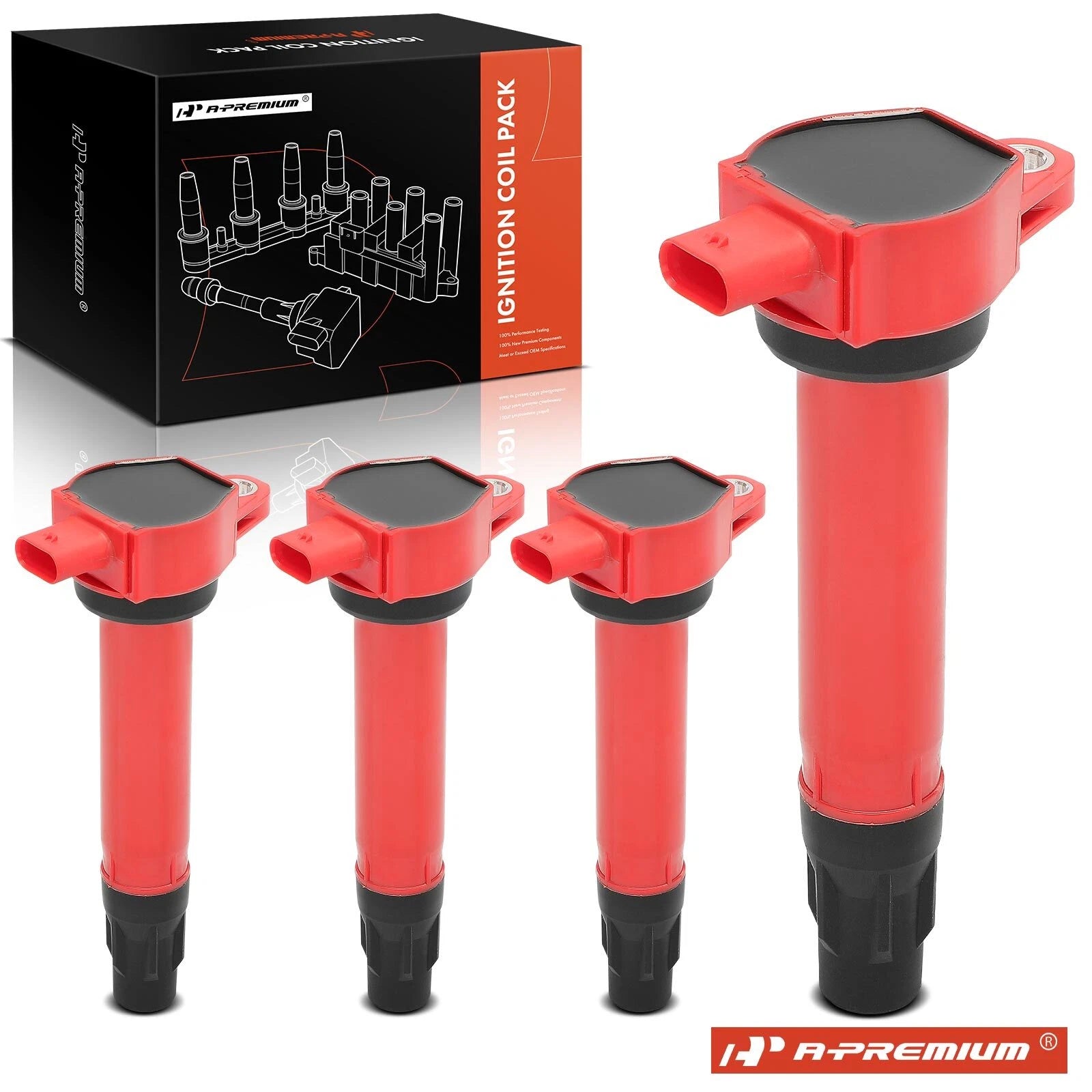 Set of 4 Red Ignition Coils for Jeep Compass Patriot Dodge Journey 