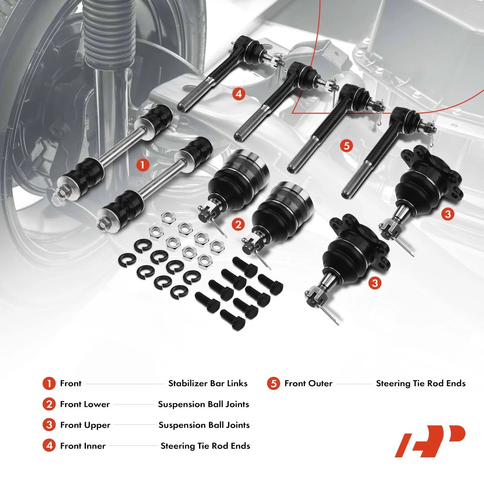 10x Front Sway Bar Links & Tie Rods & Ball Joints for Chevy Express 2500 (2003–2023)