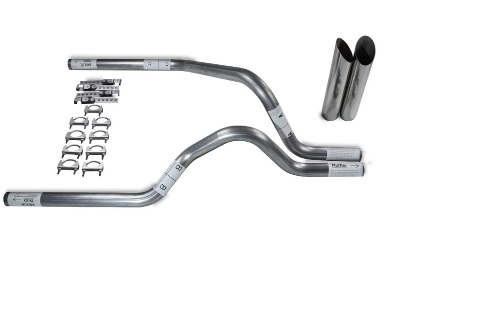 2.5" Dual Exhaust Kit for Dodge Dakota (1987–1996) No Muffler Slash Tips