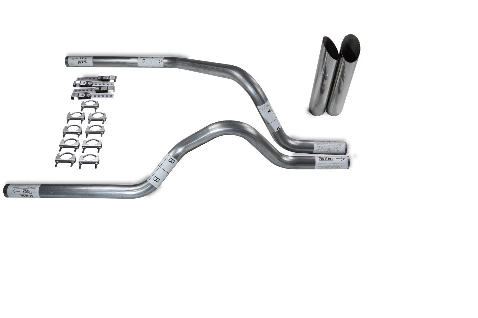 2.5" Dual Exhaust Kit for Dodge Dakota (1987–1996) No Muffler Slash Tips