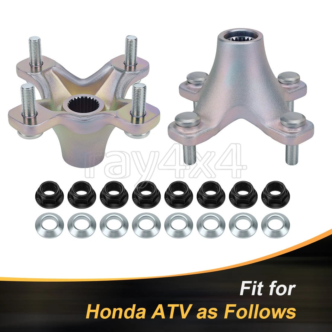 2 Rear Wheel Hubs w/Flange Lug Nuts for Honda FourTrax 250 TRX250X (1987–1992)