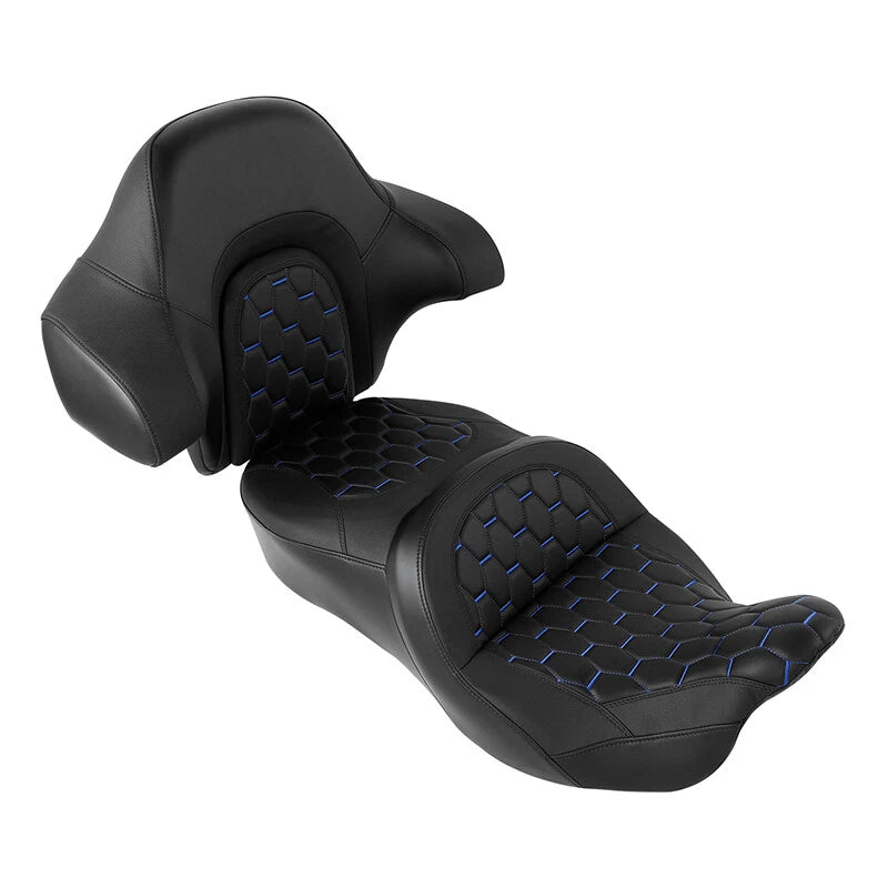 Driver Passenger Seat Backrest for Harley Street Tri Glide (2014–2023) Black Blue
