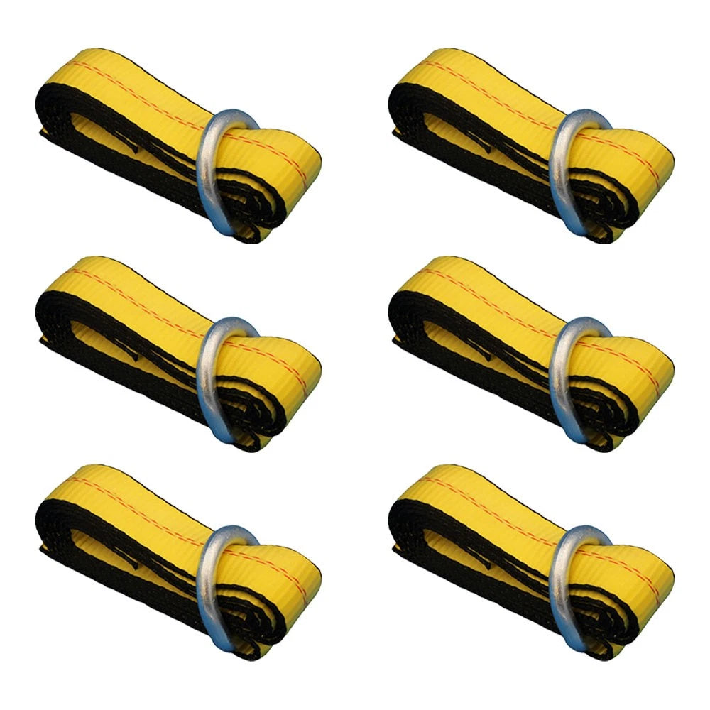 Set of 6 Wheel Tie Down Straps 8' with D-Ring for Car Hauler Tow Dolly