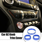 3pcs Headlight Volume Tune Knob Cover for Ford Mustang (2015–2020) Blue