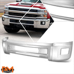 Front Bumper Face Bar for Silverado 2500 3500 HD (2015–2019) w/Fog Lights, Sensor Holes