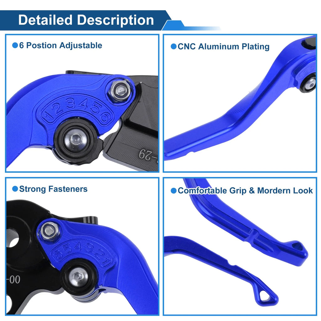 Adjustable Short Brake Clutch Levers for Honda CBR600RR (2003–2006) Blue 1 Pair