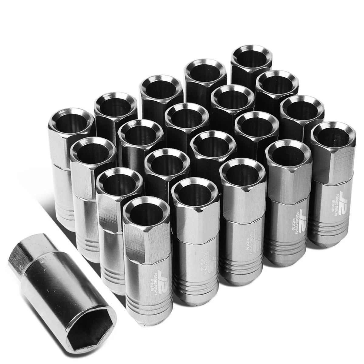 Set of 20 J2 7075 Forged Aluminum M12x1.5 Open-End Lug Nuts for Universal