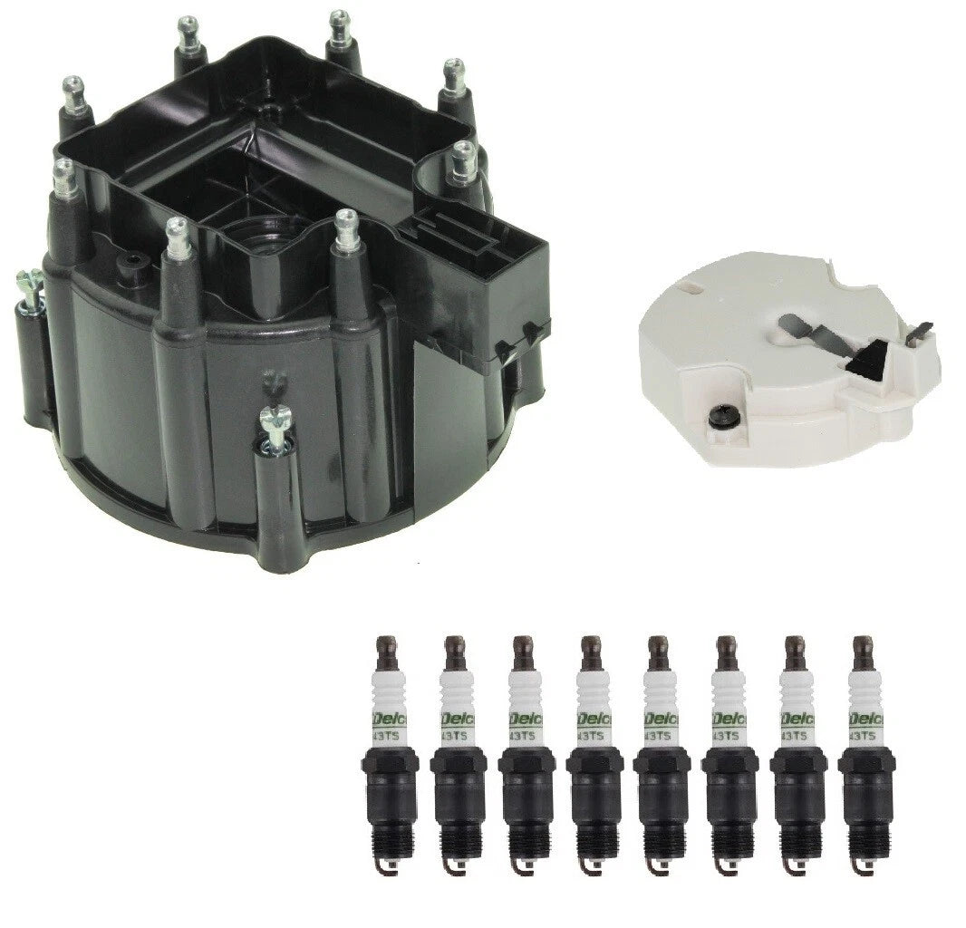 Distributor Rotor Cap & Spark Plugs Kit for Chevrolet GMC Pontiac V8