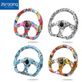 13" Racing Graffiti Pattern Flat Steering Wheel for Universal Fit