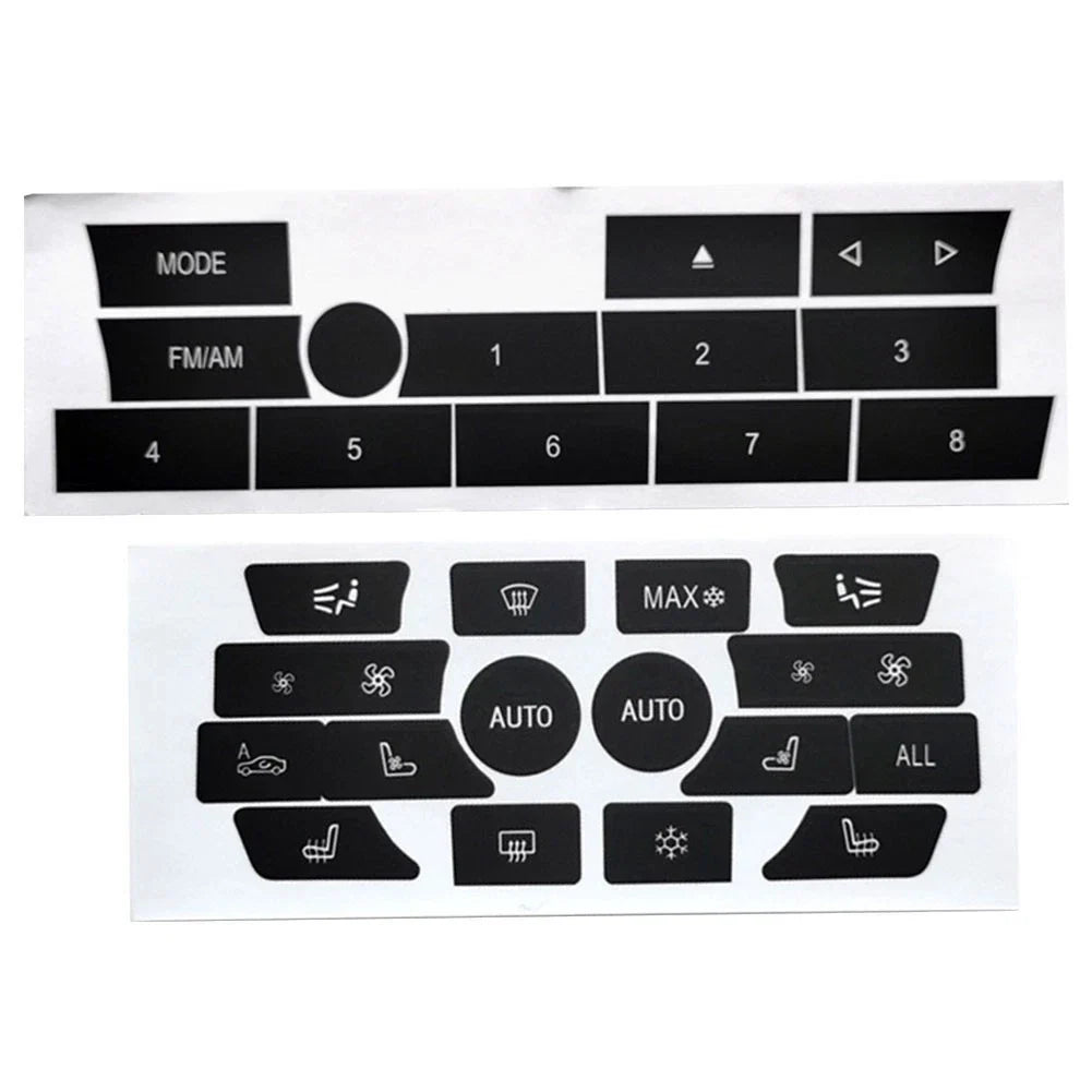 2 x Button Repair Stickers for BMW 7 Series F02 AC/Radio Controls (2009–2012)