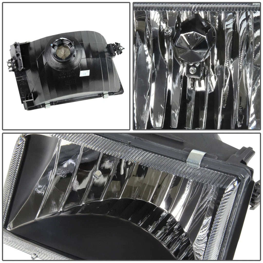 Pair of Black Crystal Headlights for Ford Ranger Pickup (1993–1997)