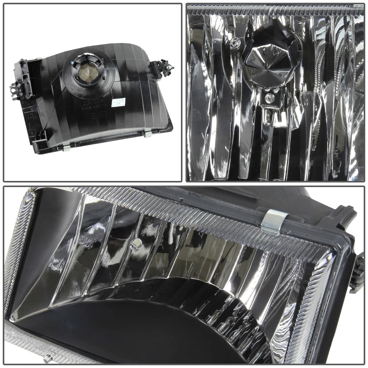 Pair of Black Crystal Headlights for Ford Ranger Pickup (1993–1997)