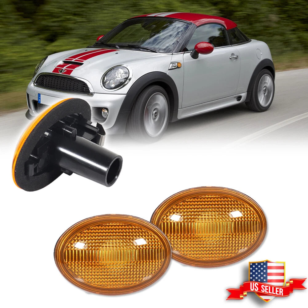 2X Amber Lens Front Side Marker Lights for MINI Cooper (2007–2015)