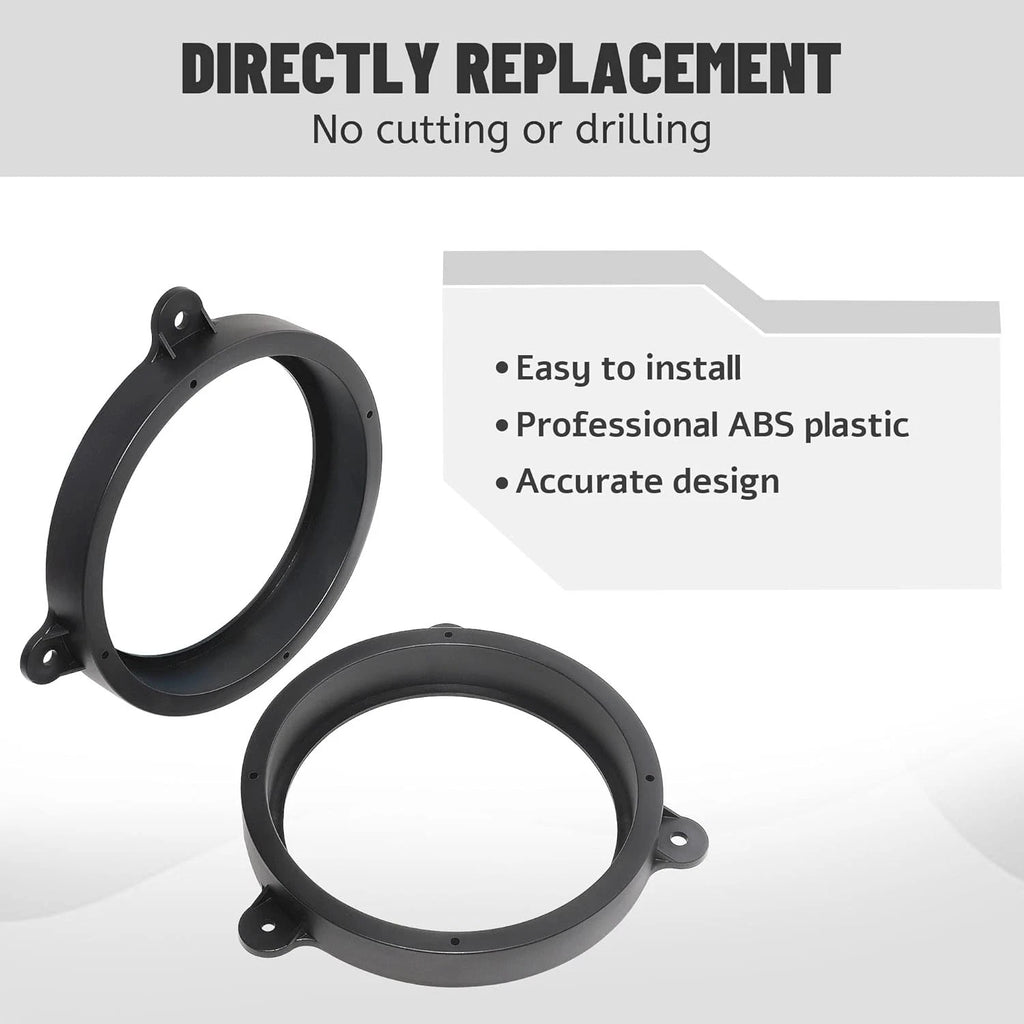 2X 6.5" Rear Door Speaker Adapter Spacer Ring for Subaru Outback (2009–2018)
