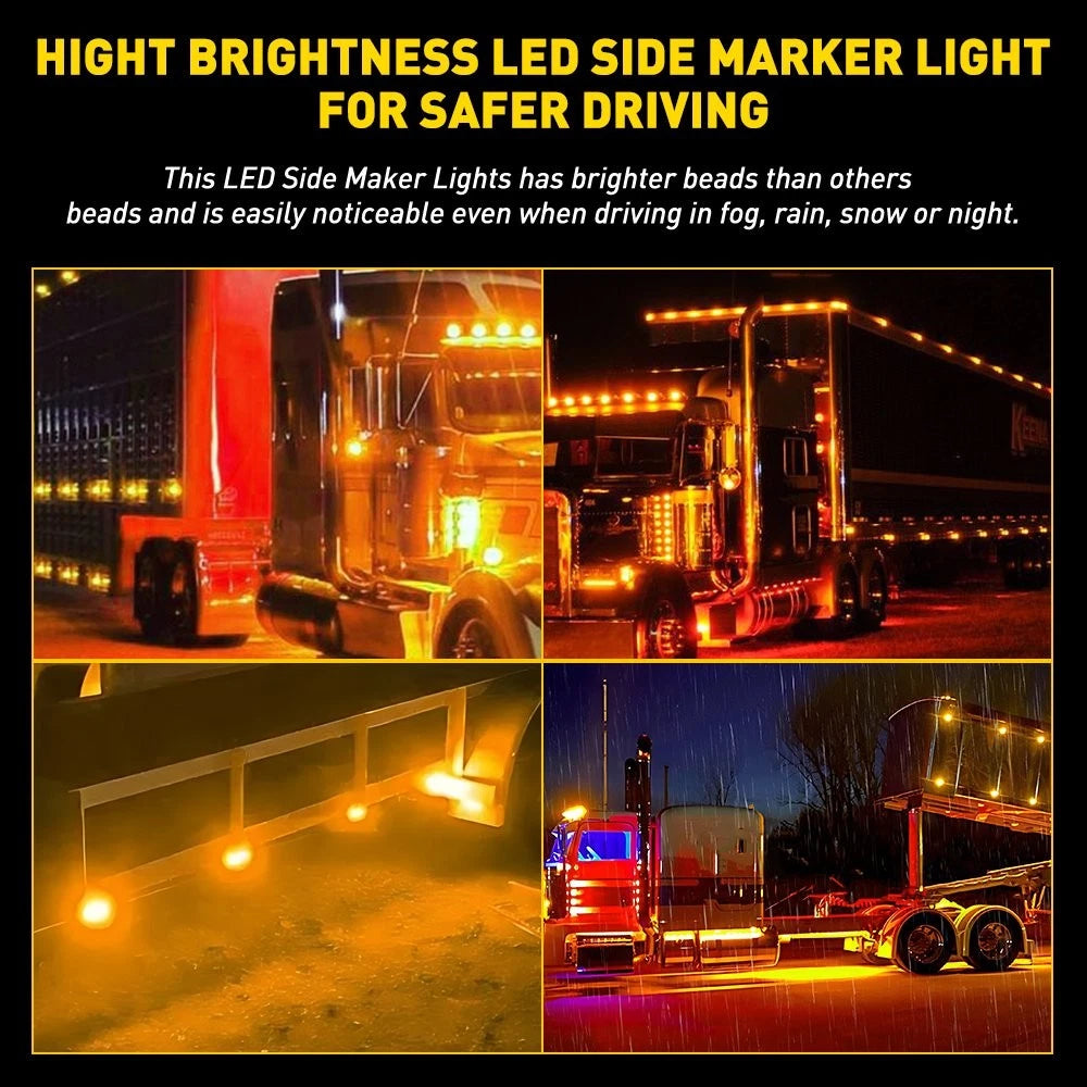 2X LED Side Marker Light Amber for Freightliner Century Columbia (EXV)