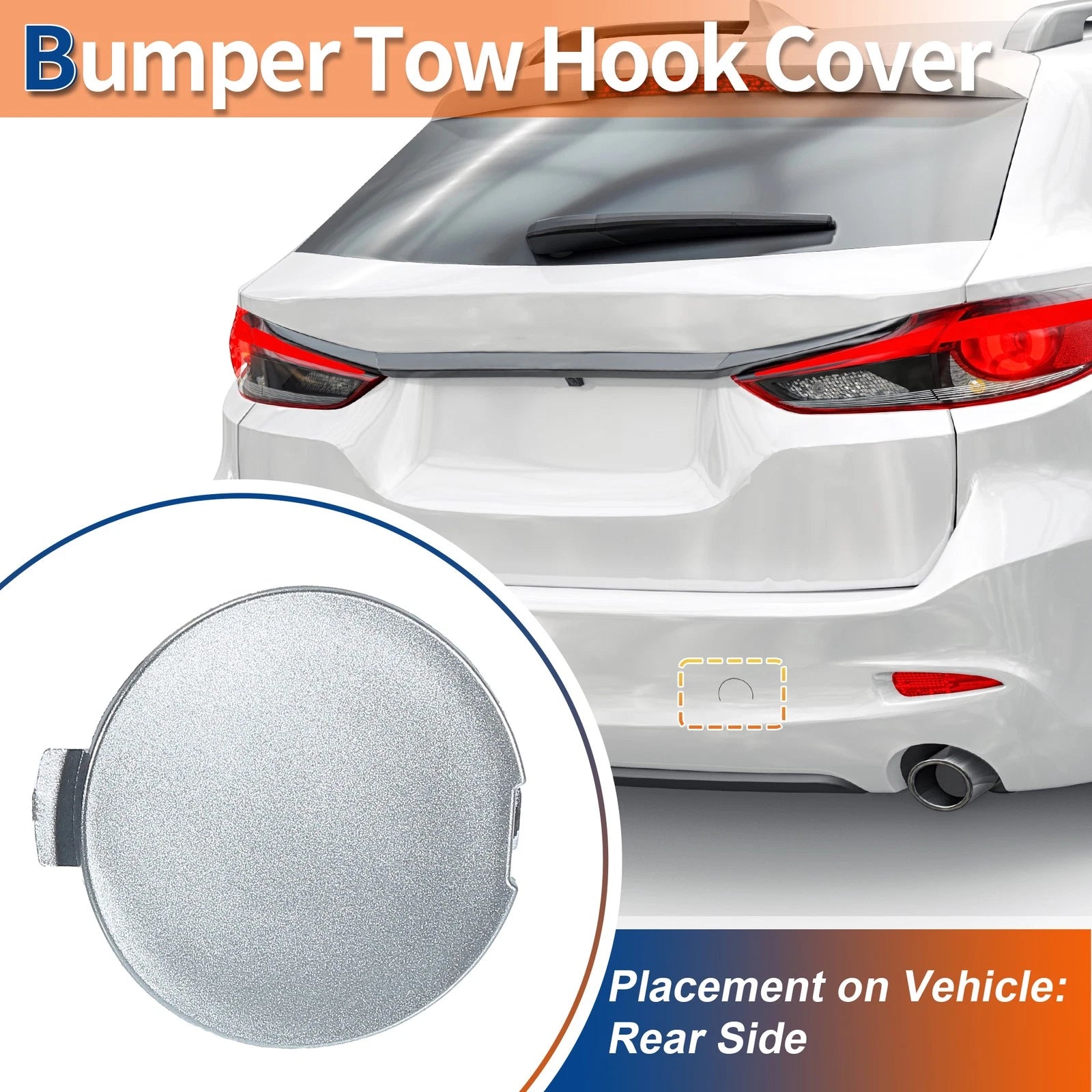 Rear Right Tow Hook Cover for Mazda 6 Atenza (2018–2021) Silver Tone