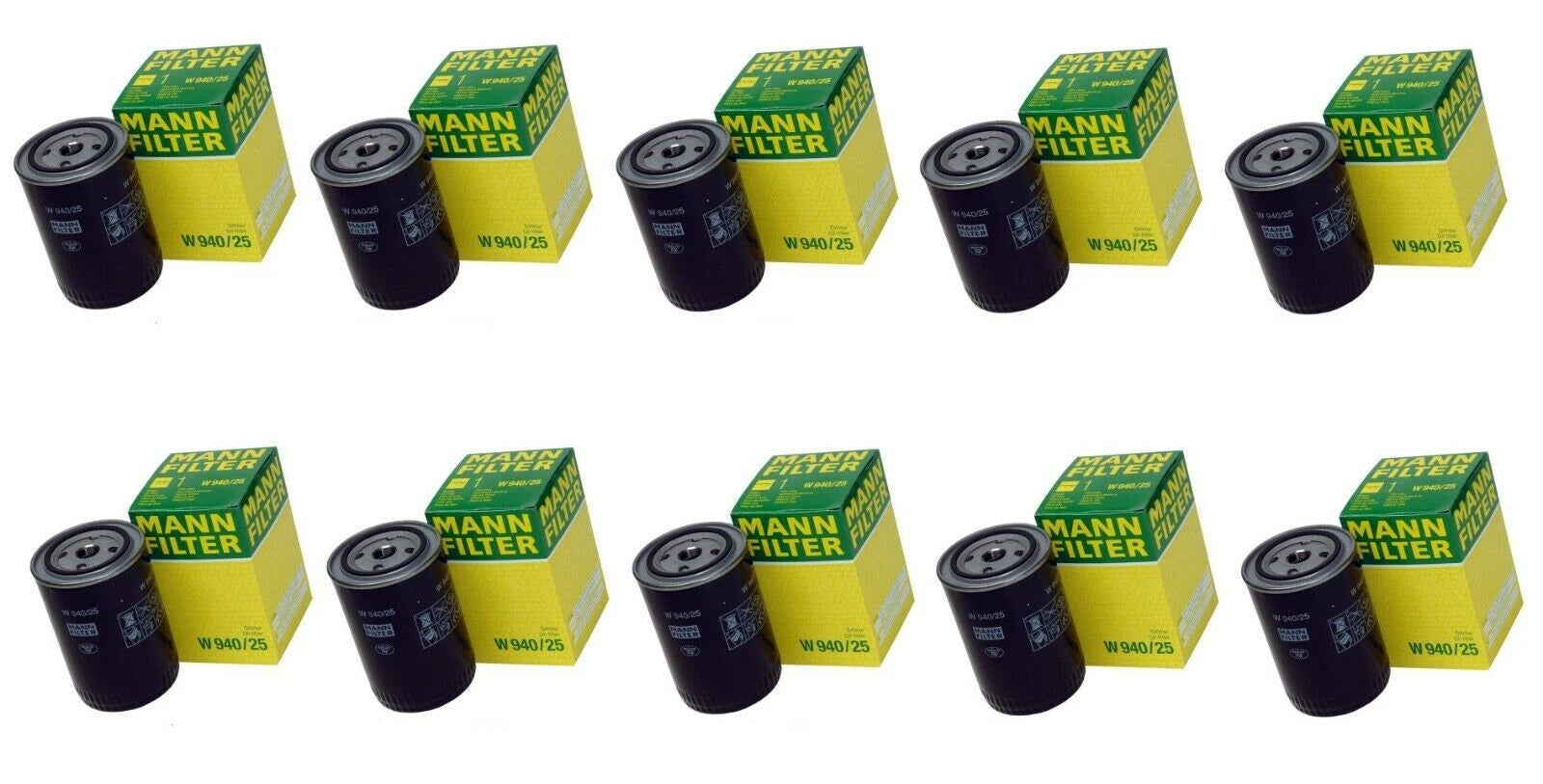 Set of 10 Engine Oil Filters Spin On Mann W940/25 for Audi A4, VW Golf, Jetta (1980–1996)