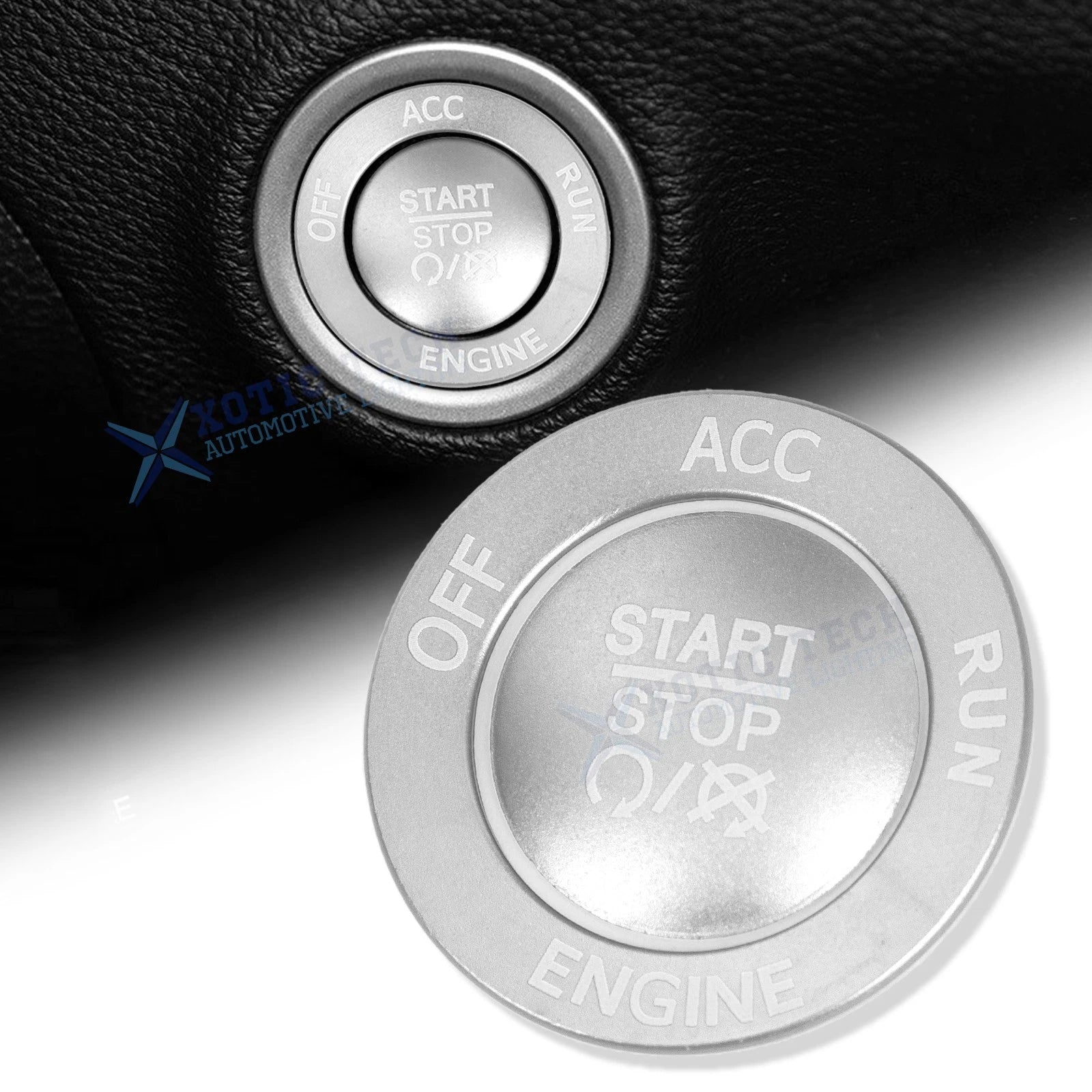 Push Start Stop Button Cover Trim Kit for Dodge Charger Challenger (Silver, 2015–2021)