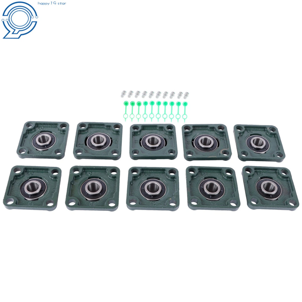 Set of 10 Pillow Block Bearings for UCF204 (Self-Alignment, 3/4" Bore)