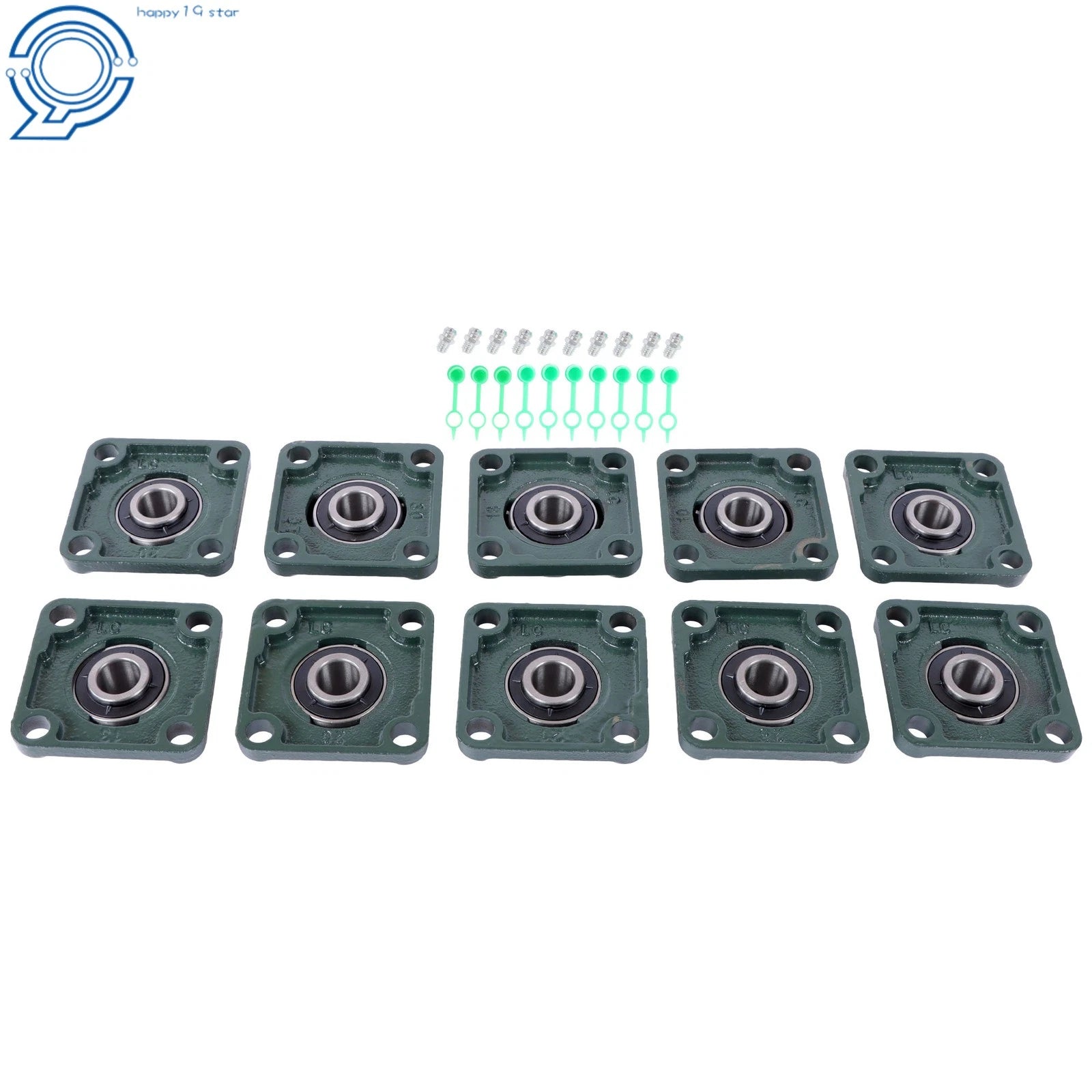 Set of 10 Pillow Block Bearings for UCF204 (Self-Alignment, 3/4" Bore)