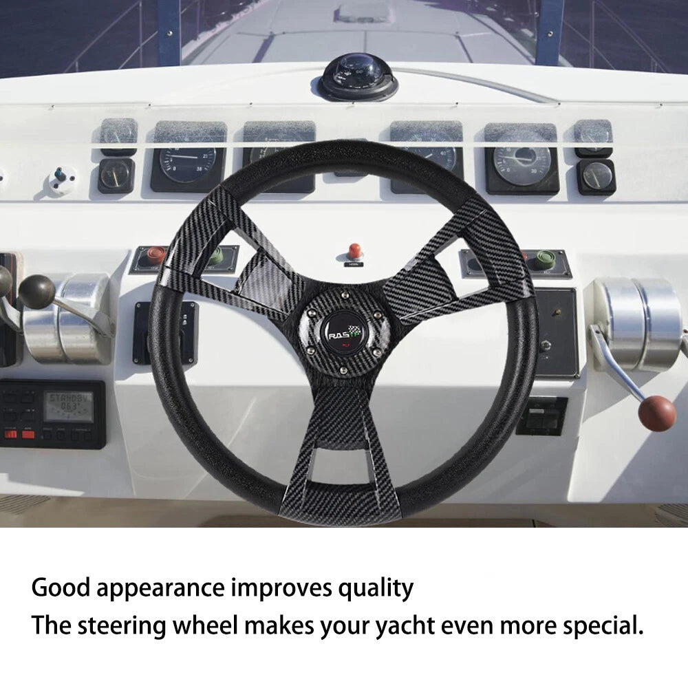 13.5" Universal Billet Steering Wheel with Black Grip and Carbon Fiber Trim