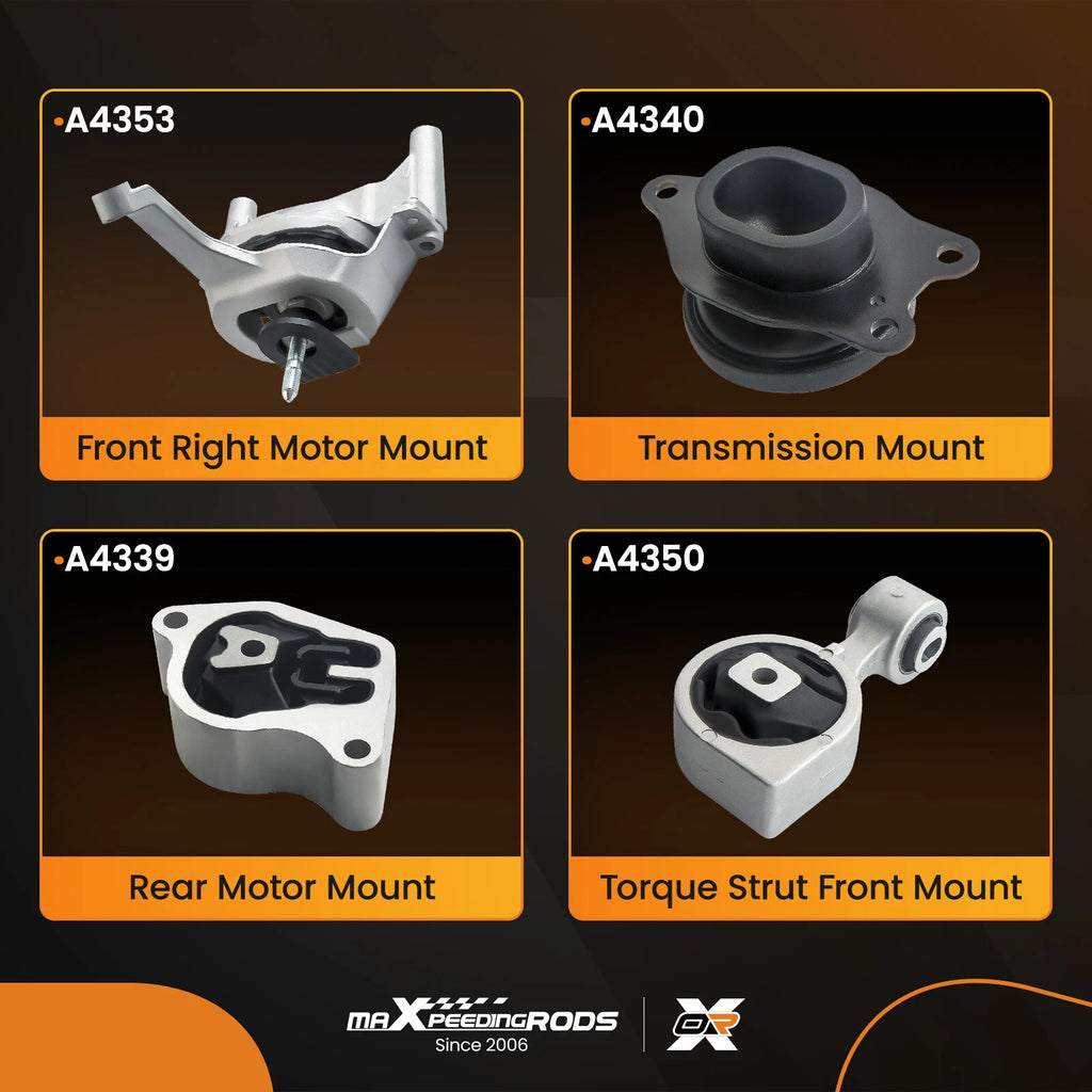 Set of 4 Engine Motor & Transmission Mounts for Nissan Altima (2007–2016)