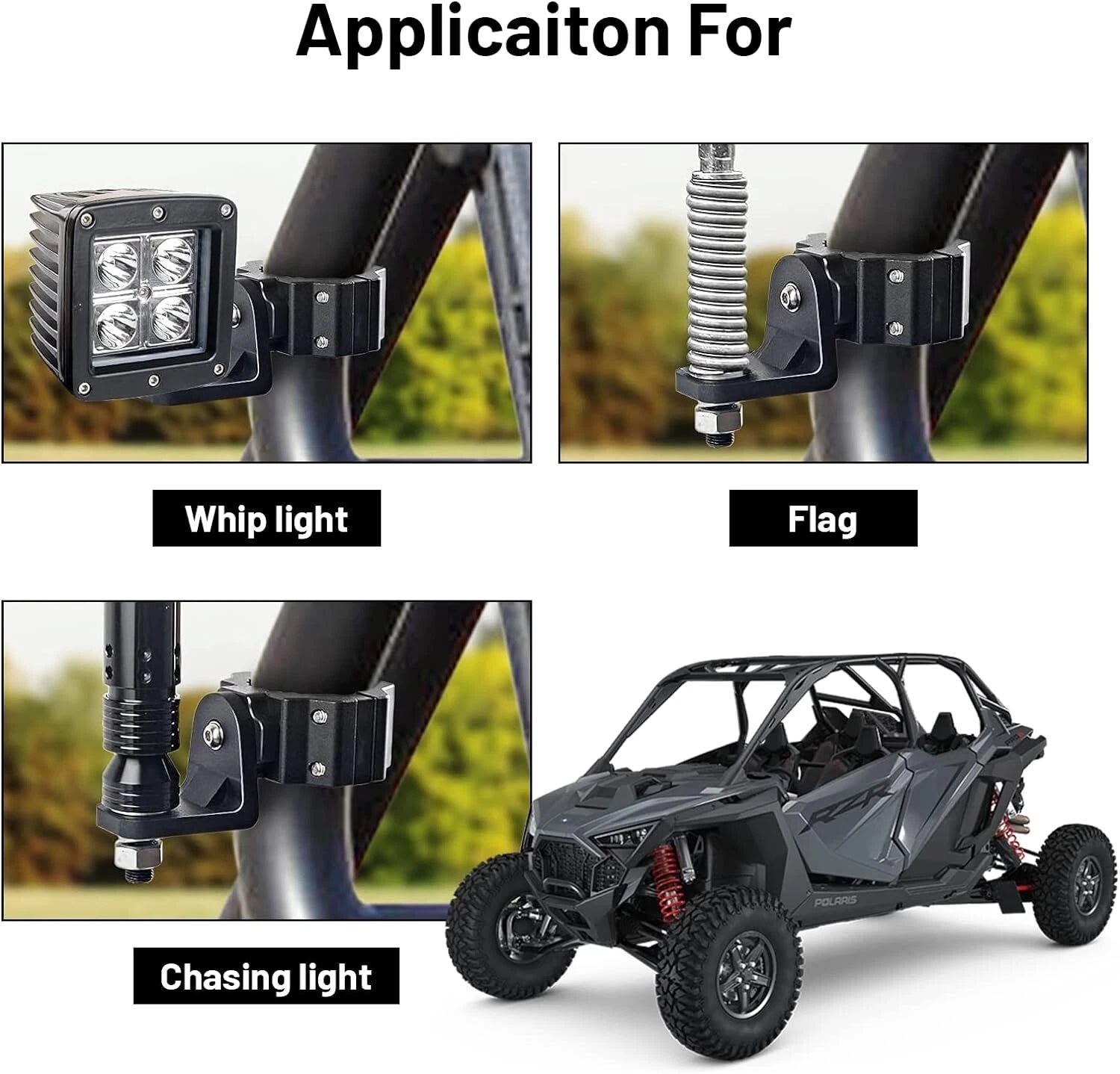 2X LED Flag Whip Antenna Mount Bracket for Can-Am Maverick X3