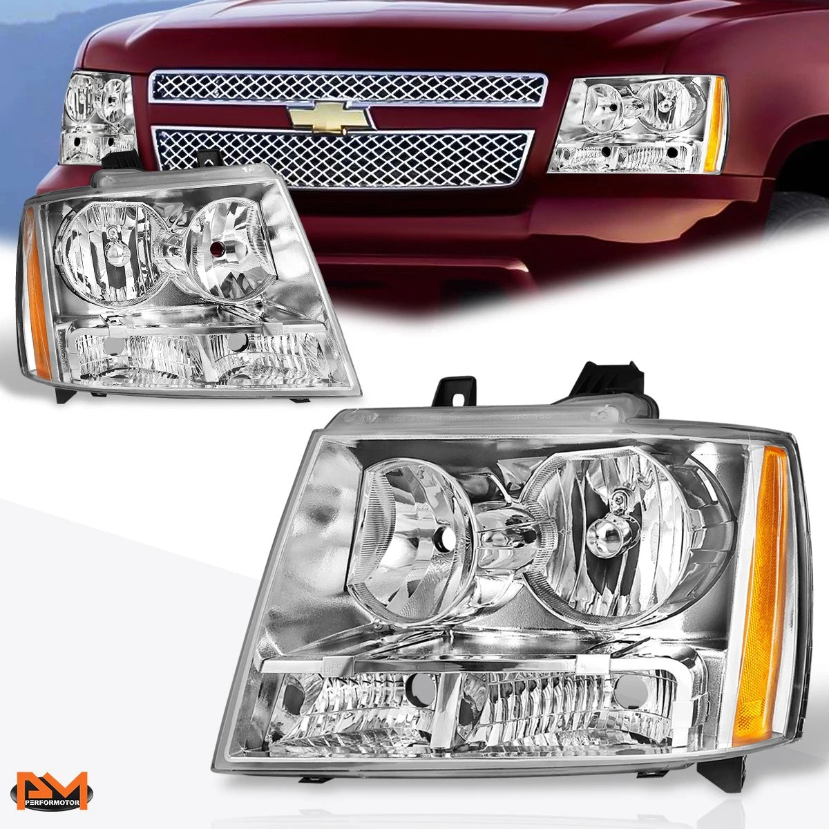 Chrome Housing Amber Corner Headlight Replacement for Suburban/Avalanche (2007–2014)