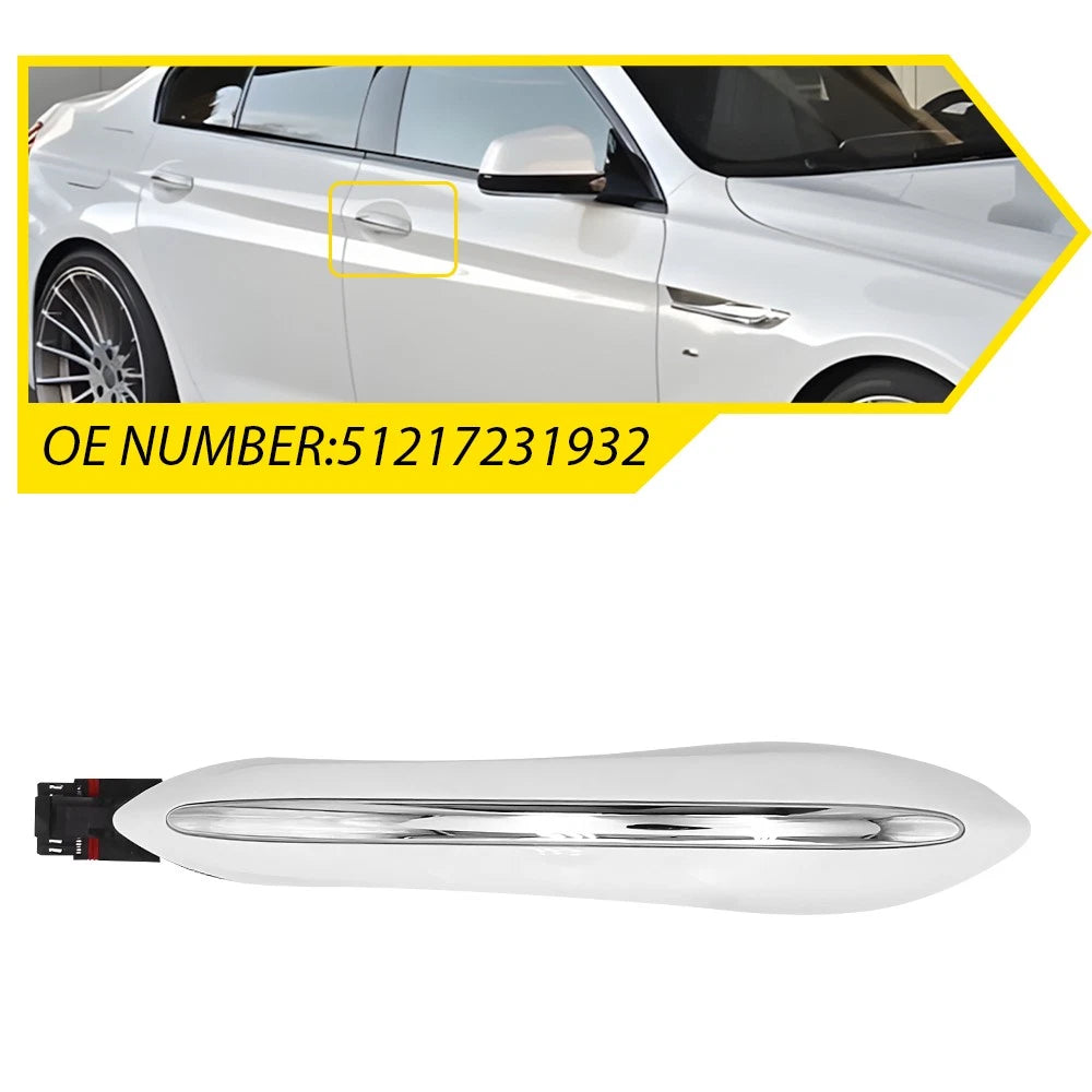 Front Right Door Handle for BMW 5 6 7 (White/Chrome)