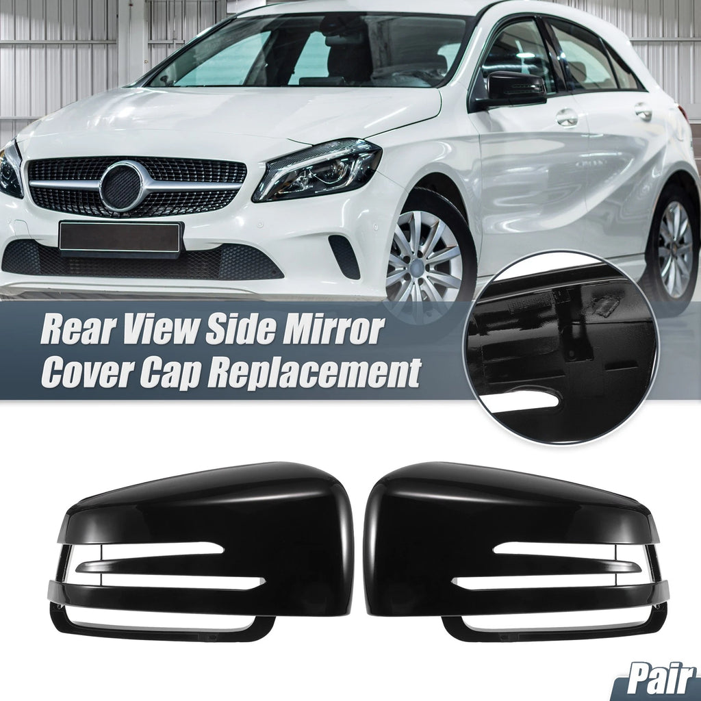 Pair Rearview Mirror Cover Cap Gloss Black for Mercedes Benz A Class B Class (2013–2020)
